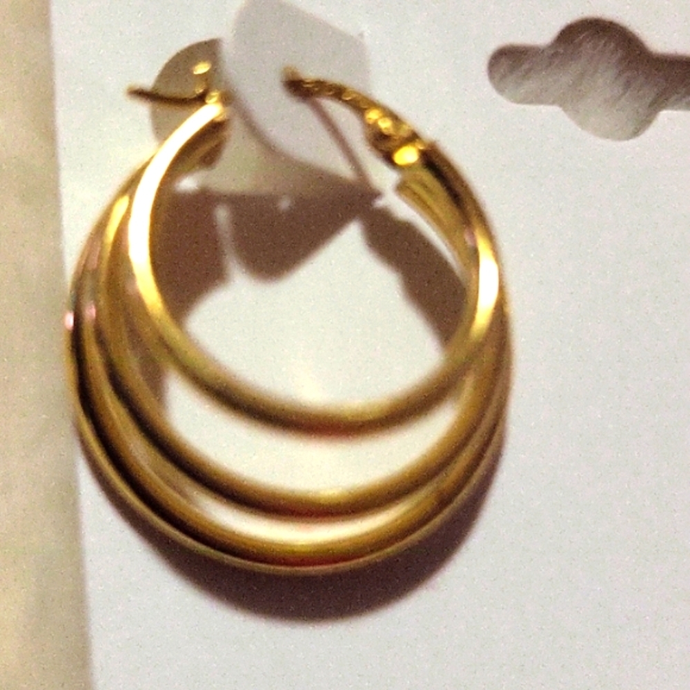 Giani Bernini Gold Triple Hoop Earrings - Picture 3 of 4
